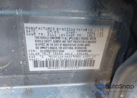 2024 Nissan Sentra Sv Xtronic Cvt from USA, damaged, VIN 3N1AB8CV7RY216454